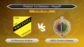 Poland 1st Division - Playoff KS Wieczysta Krakow VS MZKS Chrobry Glogow